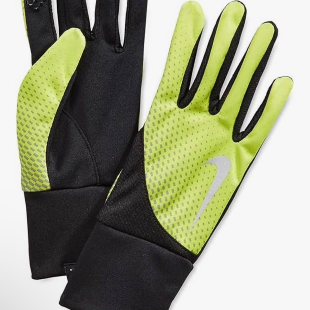 Nike Black and Lime Green Sports Gloves